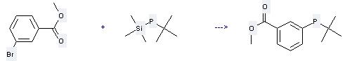 Methyl 3-bromobenzoate can react with tert-butyltrimethylsilylphosphine to get 3-tert-butylphosphanyl-benzoic acid methyl ester.